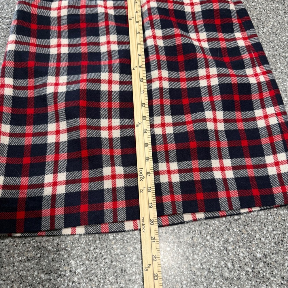 Talbots Womens Navy Red Tartan Plaid Wool Blend Straight Skirt Size 8 Lined 90s - Picture 6 of 8